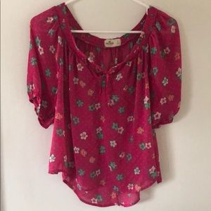 Hollister Floral Pink Blouse
